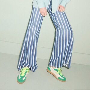 Freda Salvador Green and White Suede Athletic Sneakers